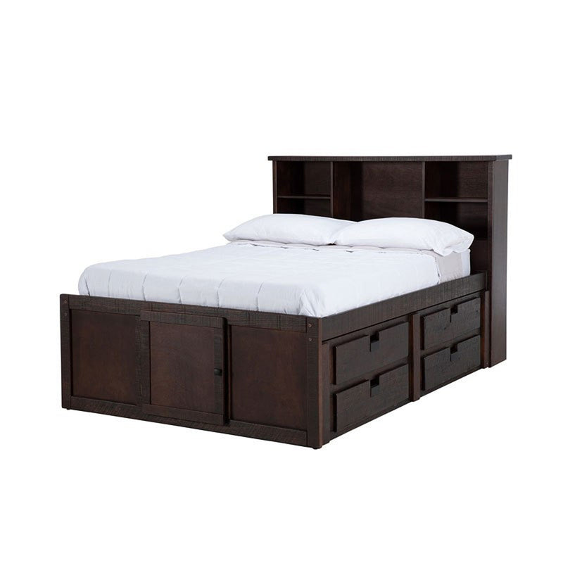 Elements International Vista Captain Bed Twin Storage Bed in Brown
