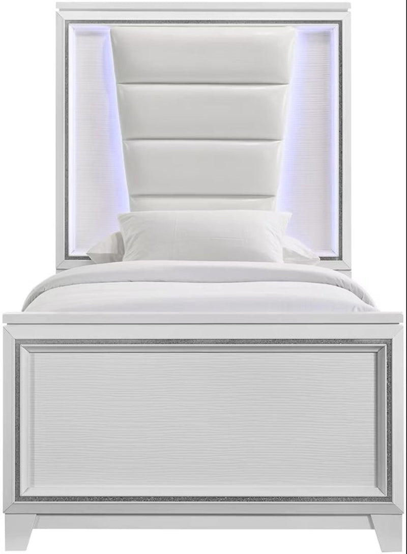 Elements International Moondance Twin Panel Bed in White