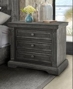 Elements International Condesa Grey 3 Drawer Nightstand in Gray