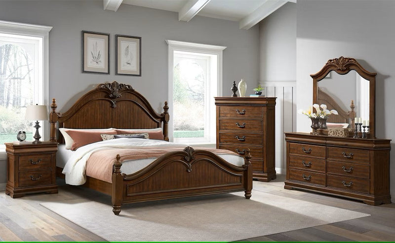 Elements International Northridge Queen Panel Bed in Brown