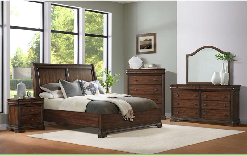 Elements International Phillipe King Panel Bed in Brown