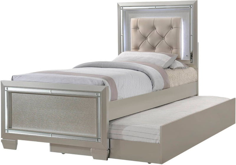 Elements International Platinum Youth Twin Panel Bed in Champagne