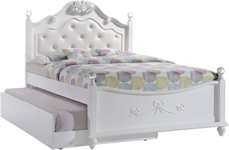 Elements International Alana Full Bed with Trundle in White Lacquer
