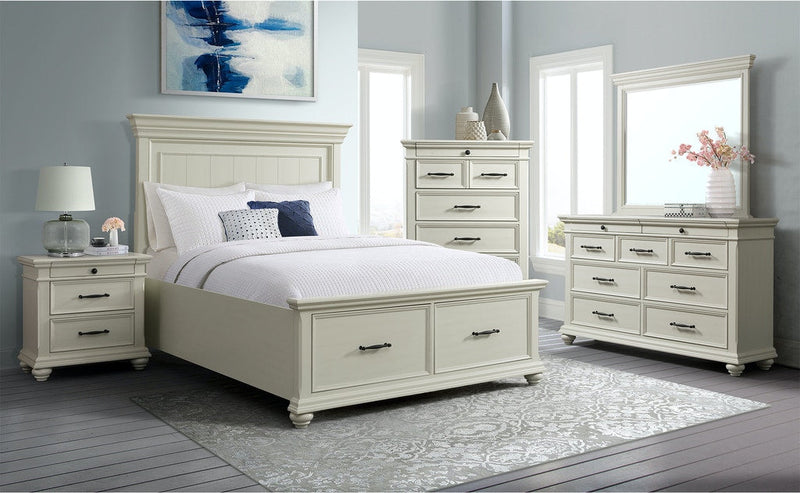Elements International Slater 3 Drawer Nightstand with USB Port in White