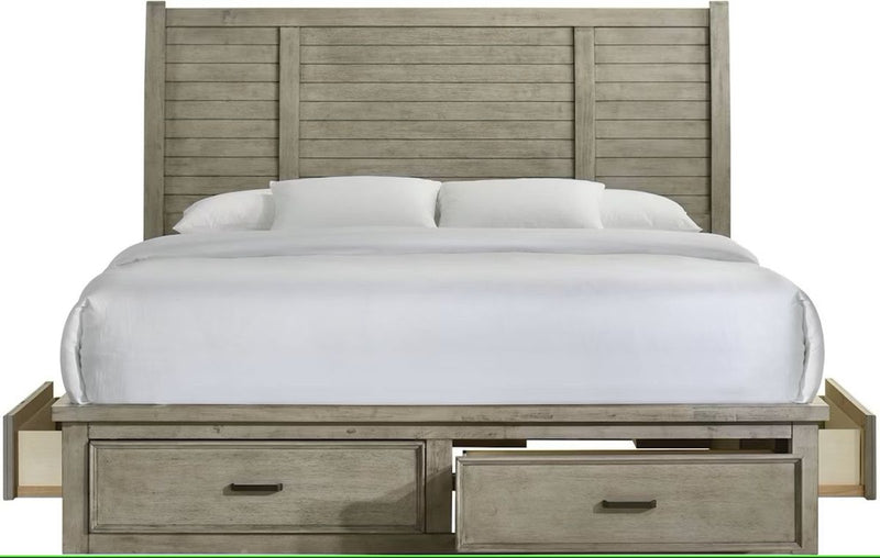Elements International Sullivan Queen Storage Bed in Drift Grey