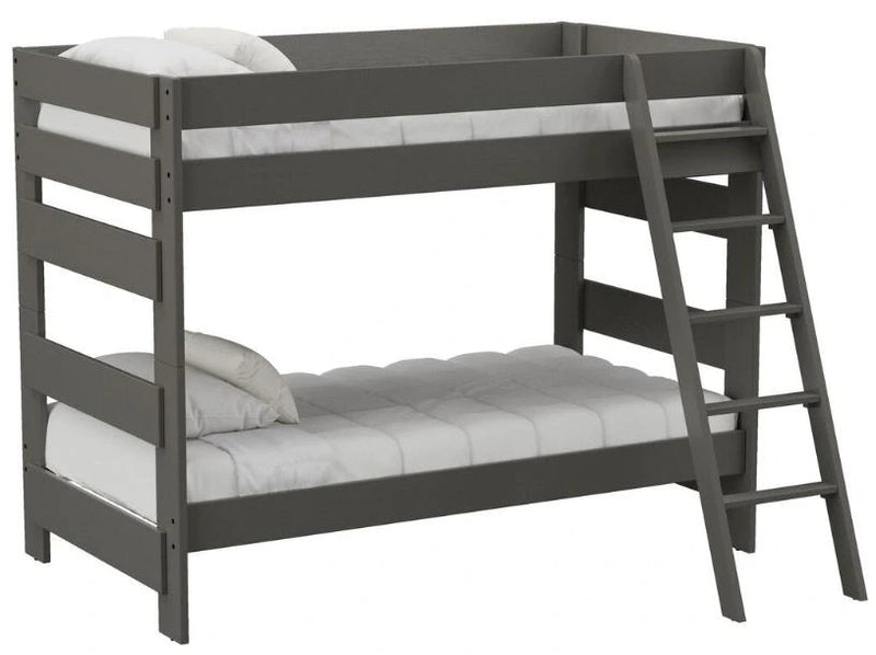 Elements International Cali Kids Twin over Twin Bunk Bed with Ladder in Sleek Gray