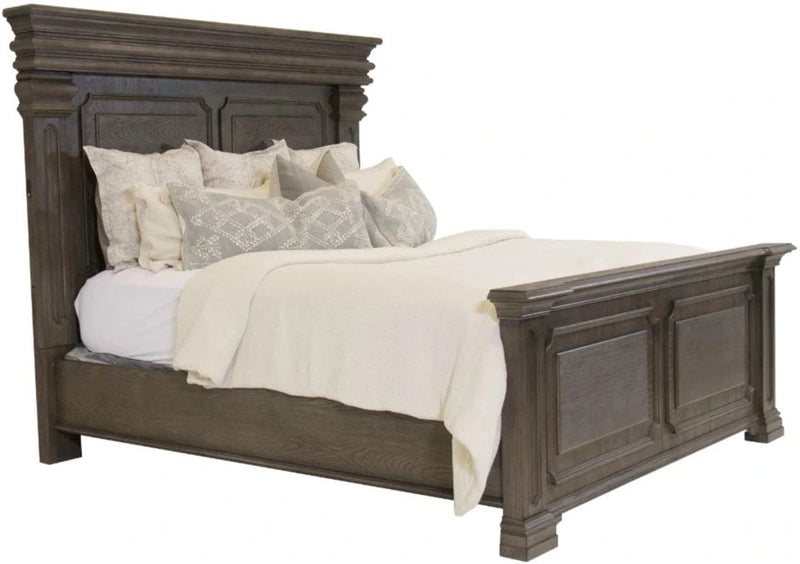 Elements International Kings Court King Panel Bed in Grey