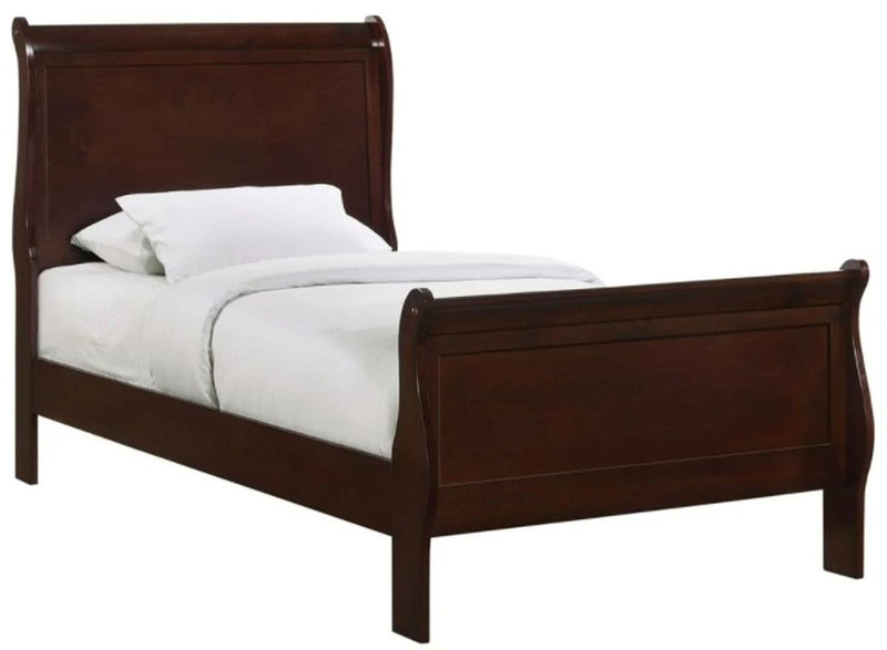 Elements International Louis Philippe Twin Panel Bed in Cherry