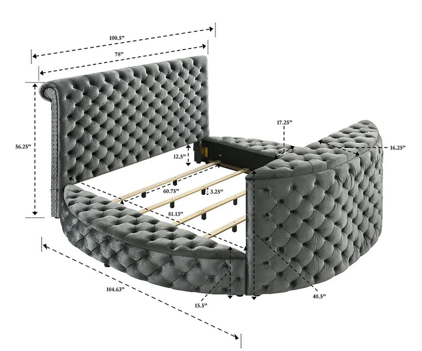 Voltare  Upholstered Fireplace Bed with TV Lift