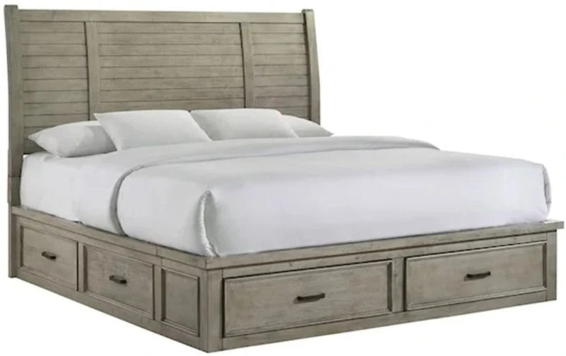 Elements International Sullivan King Storage Bed in Drift Grey