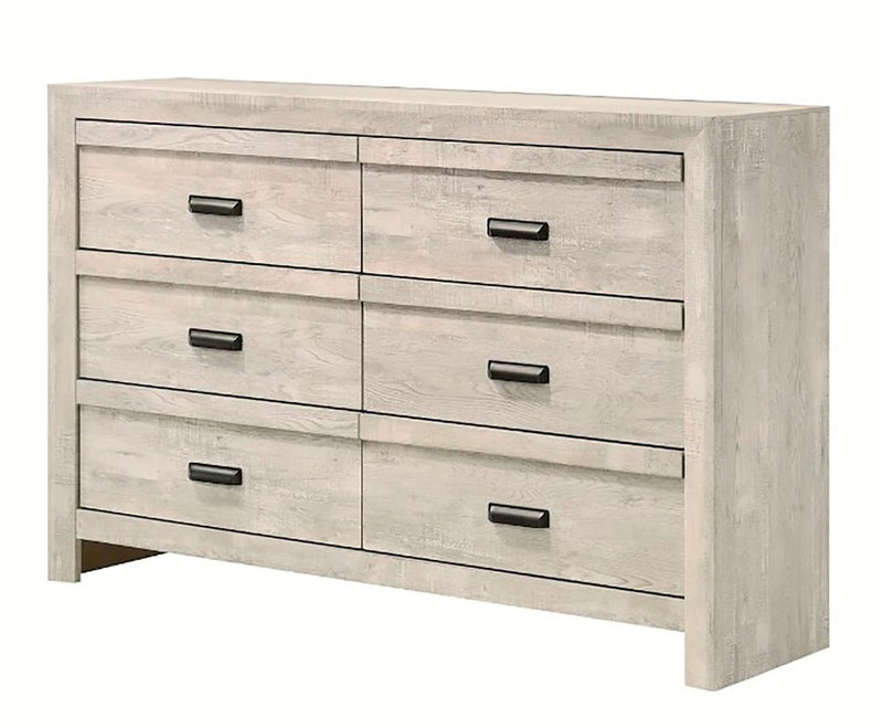 Crown Mark Furniture Valor 6 Drawer Dresser in Gray