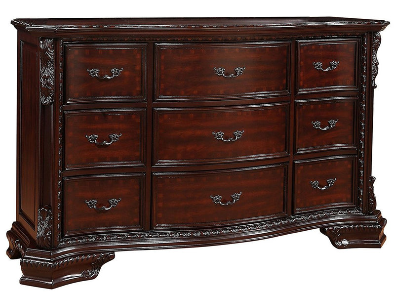 Crown Mark Furniture Sheffield Drawer Dresser in Dark Cherry