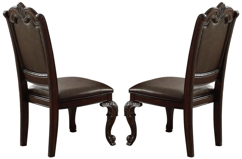 Crown Mark Kiera Dining Side Chair in Rich Brown (Set of 2)
