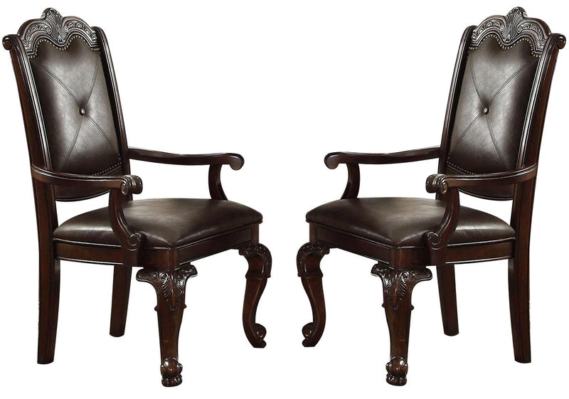 Crown Mark Kiera Dining Arm Chair in Warm Brown (Set of 2)