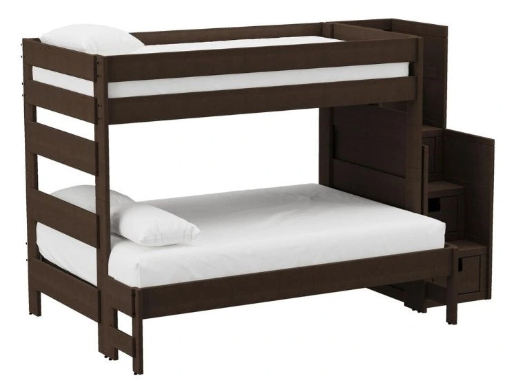 Elements International Cali Kids Twin over Full Bunk Bed with Staircase in Brown