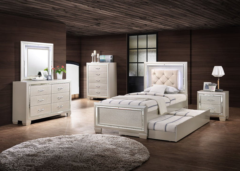 Elements International Platinum Youth Twin Panel Bed in Champagne