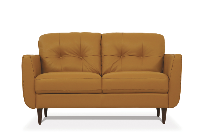 Radwan Camel Leather Loveseat