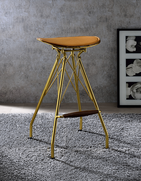 Dragea Whiskey PU & Gold Bar Stool