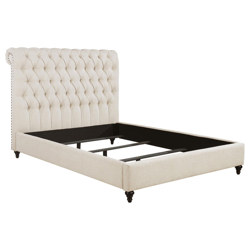Devon Tufted Upholstered Bed Beige