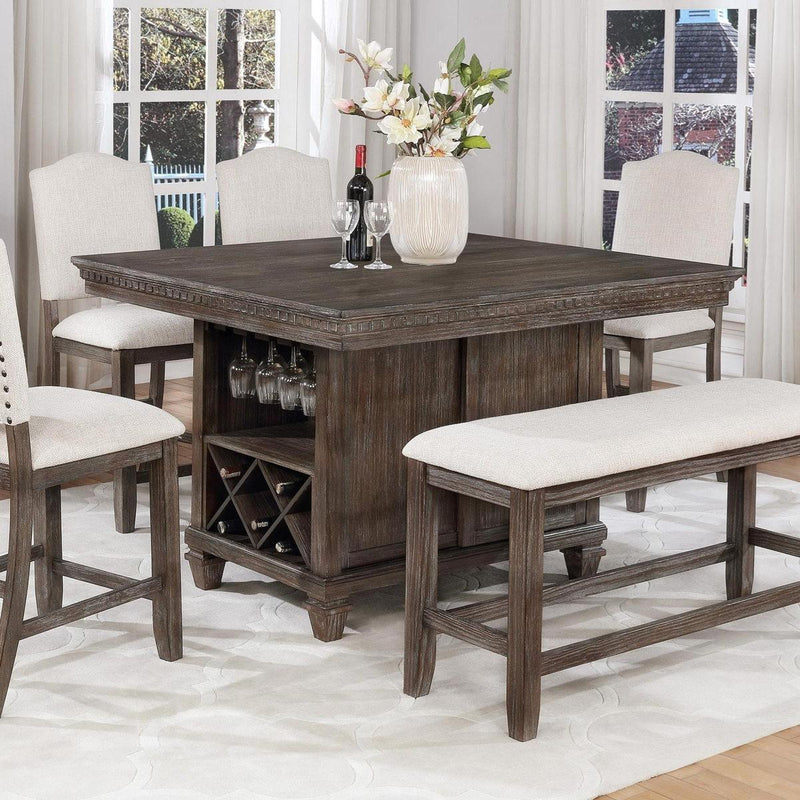 Crown Mark Regent Counter Height Table in Warm Brown