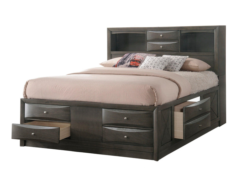 EMILY KING CAPTAINS BED HB/FB GREY CROWN MARK