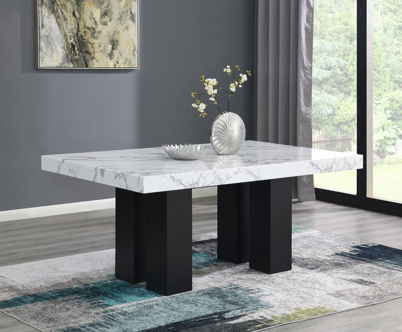 WHITE FAUX MARBLE DINING TABLE