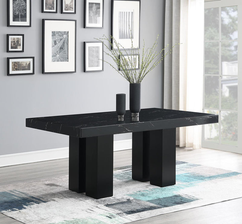 BLACK FAUX MARBLE DINING TABLE
