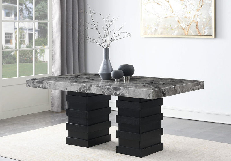 GRAY FAUX MARBLE DINING TABLE