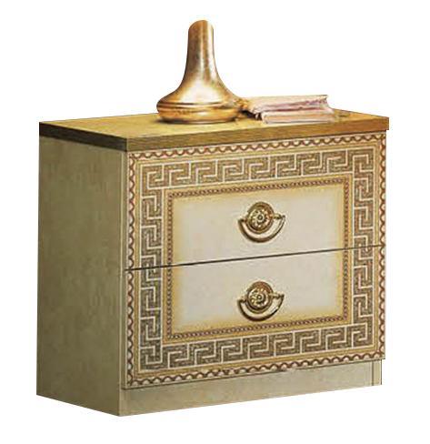 ESF Furniture Aida 2 Drawer Nightstand in Ivory w/ Gold