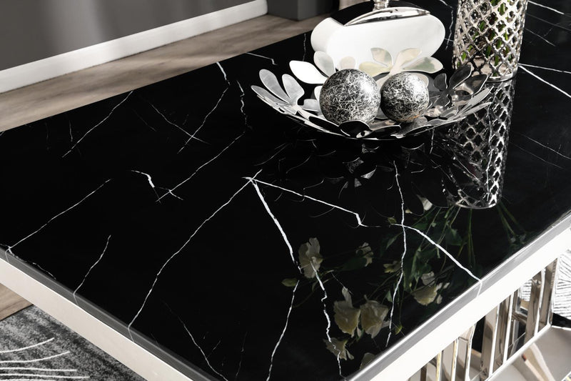 BLACK MARBLE RECTANGULAR DINING TABLE TOP ONLY