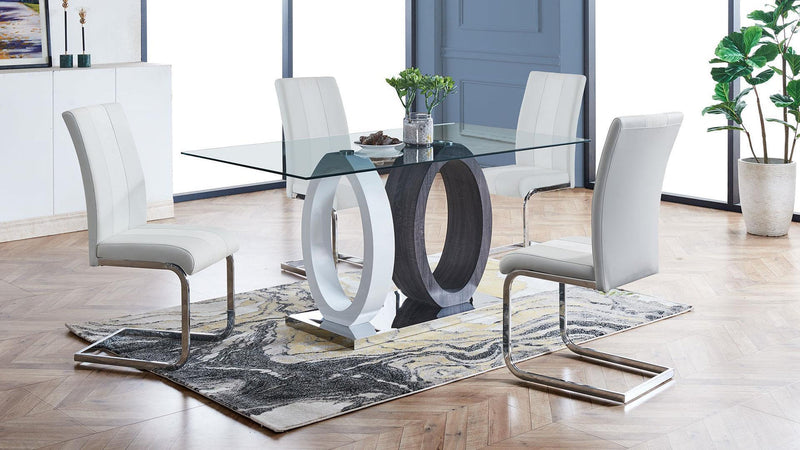 5 Piece Dining Room Set (D1628DT+D915DC-WHT)