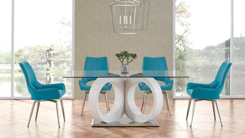 5 Piece Dining Room Set (D9002DT+D4878DC-TURQ)