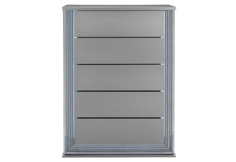 YLIME SMOOTH SILVER CHEST WITH LED