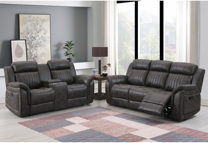 U8517 GREY RECLINING SOFA/CONSOLE RECLINING LOVESEAT