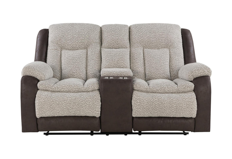 U4377 GREY/BROWN CONSOLE RECLINING LOVESEAT
