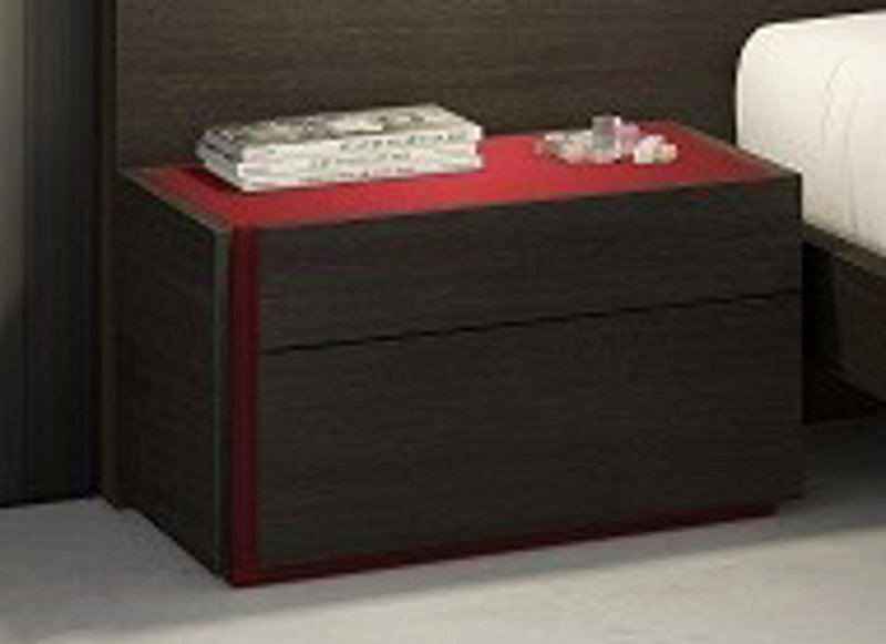 J&M Furniture Lagos Right Facing Night Stand in Red Gloss & Wenge