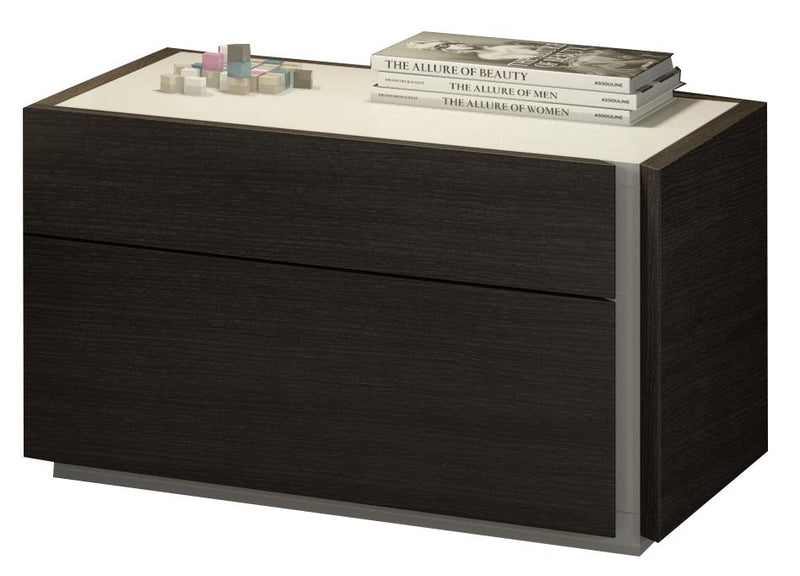 J&M Furniture Porto 2 Drawer Nightstand Right in Light Grey and Wenge