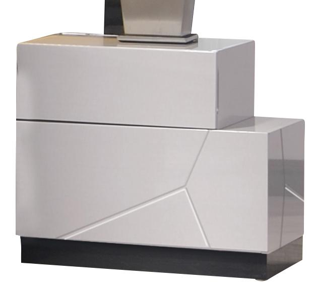 J&M Furniture Turin Nightstand Right in Light Grey & Black Lacquer