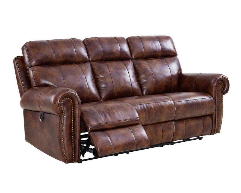 New Classic Roycroft Dual Recliner Sofa in Pecan