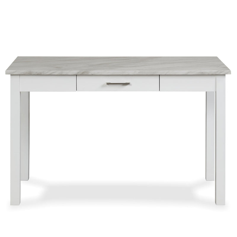 CELESTE DESK W/WHITE/GRAY FAUX MARBLE TOP-WHITE BASE