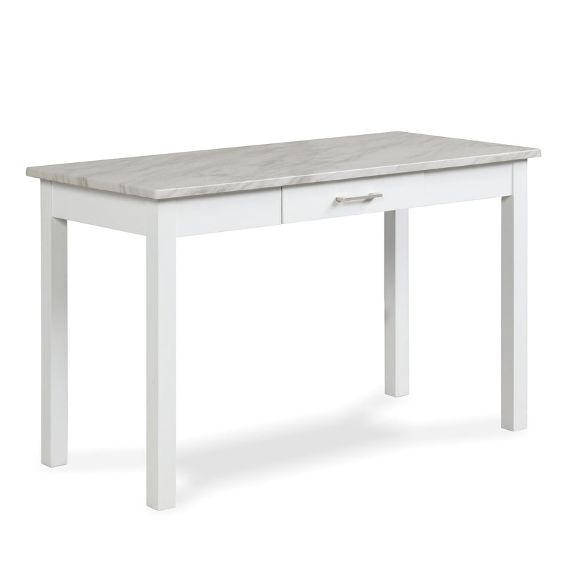 CELESTE DESK W/WHITE/GRAY FAUX MARBLE TOP-WHITE BASE