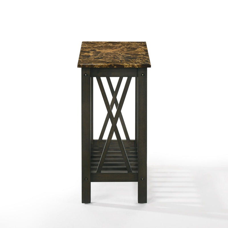EDEN CHAIRSIDE TABLE-ESPRESSO W/FAUX MARBLE TOP