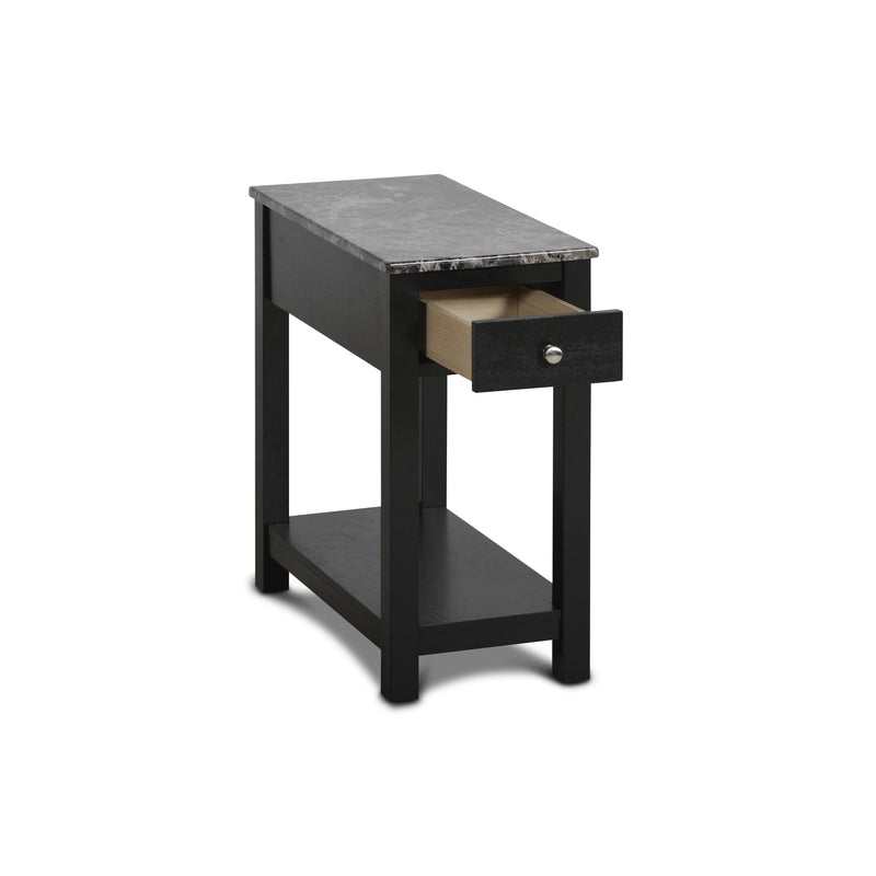 NOAH END TABLE WITH DRAWER-BLACK W/ FAUX MARBLE TOP