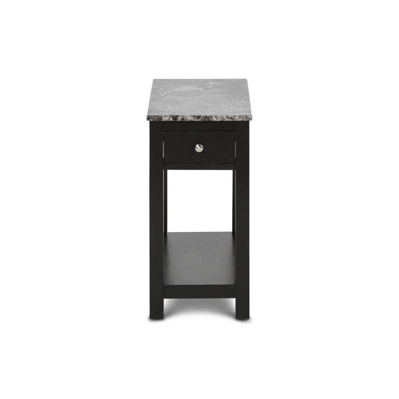 NOAH END TABLE WITH DRAWER-BLACK W/ FAUX MARBLE TOP