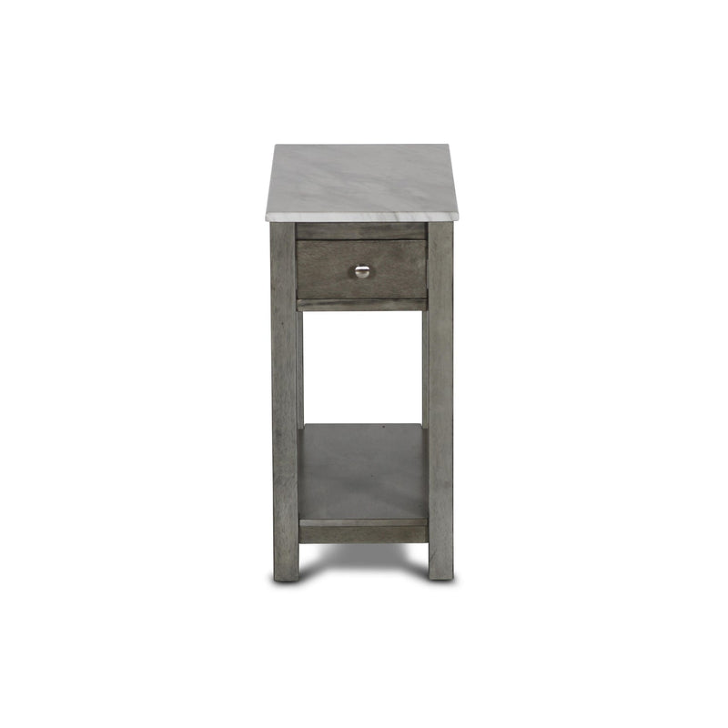 NOAH END TABLE WITH DRAWER-GRAY W/FAUX MARBLE TOP