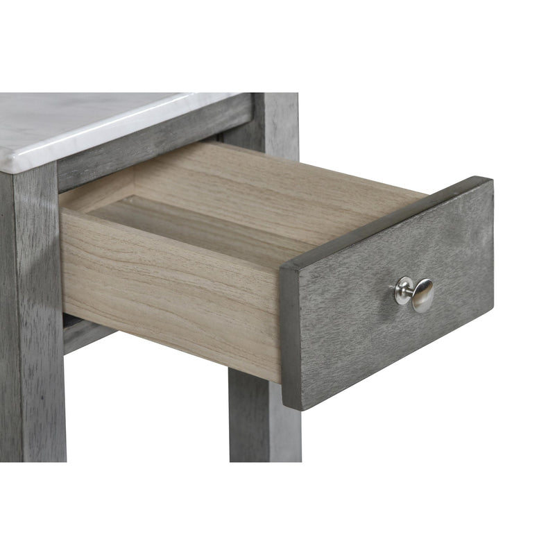NOAH END TABLE WITH DRAWER-GRAY W/FAUX MARBLE TOP