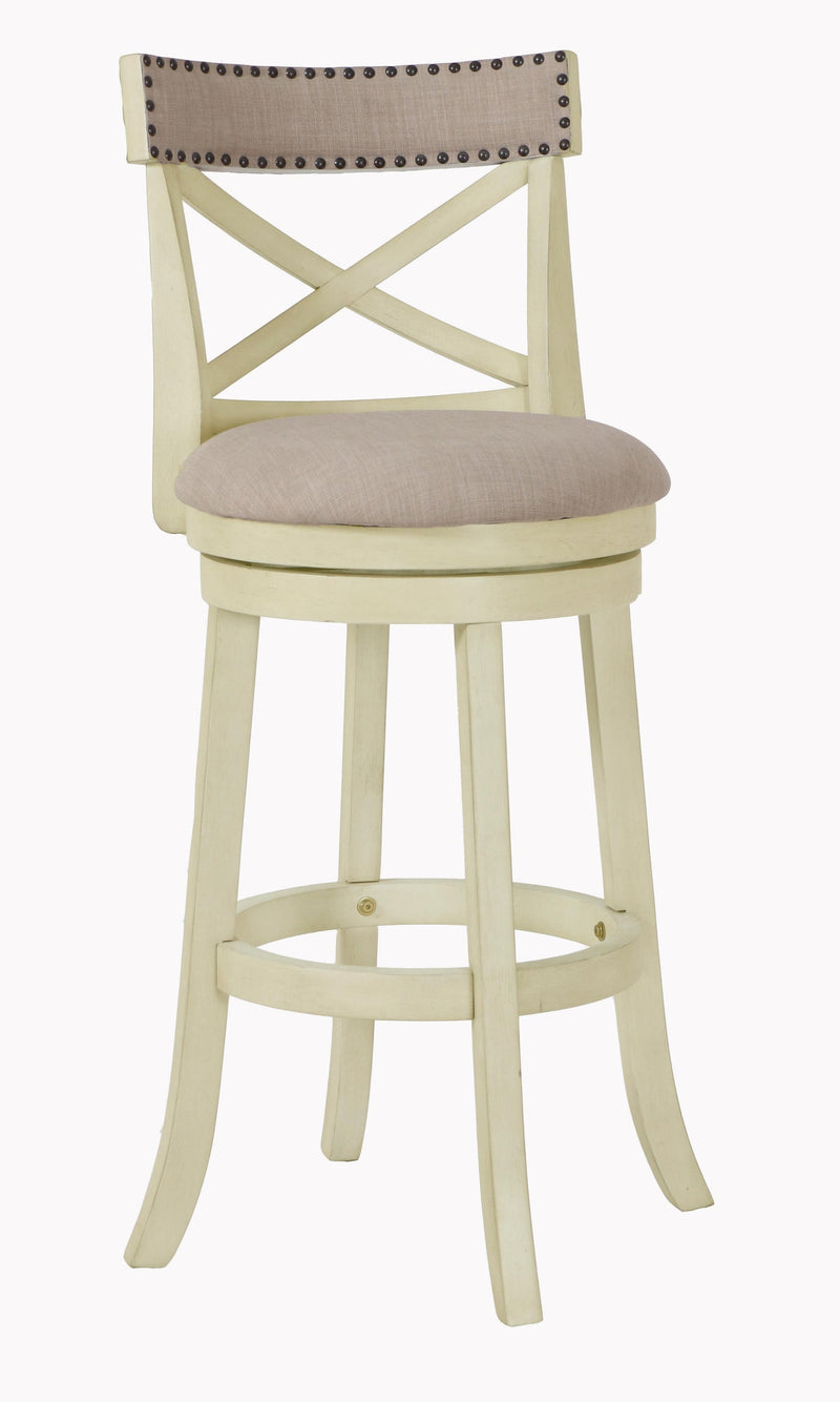 YORK 29" BAR STOOL-ANT WHITE W/FABRIC SEAT
