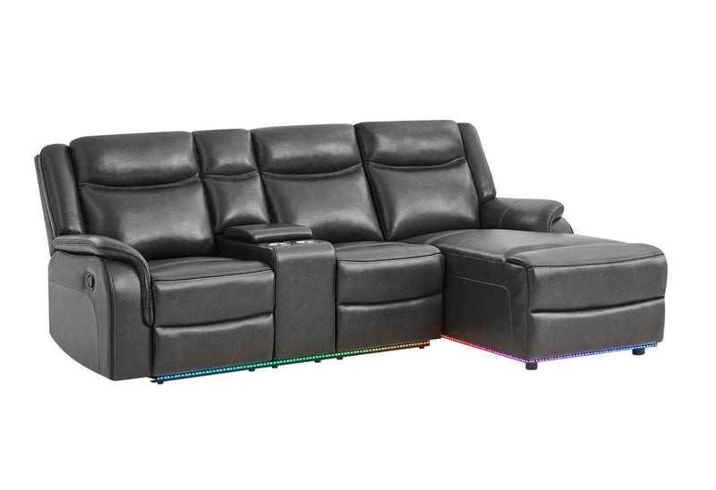 U1818 BLANCHE CHARCOAL SECTIONAL WITH PUSHBACK CHAISE