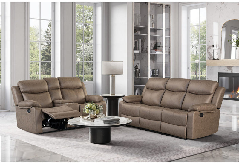 U6026 Brown Reclining Sofa-Reclining Console Loveseat