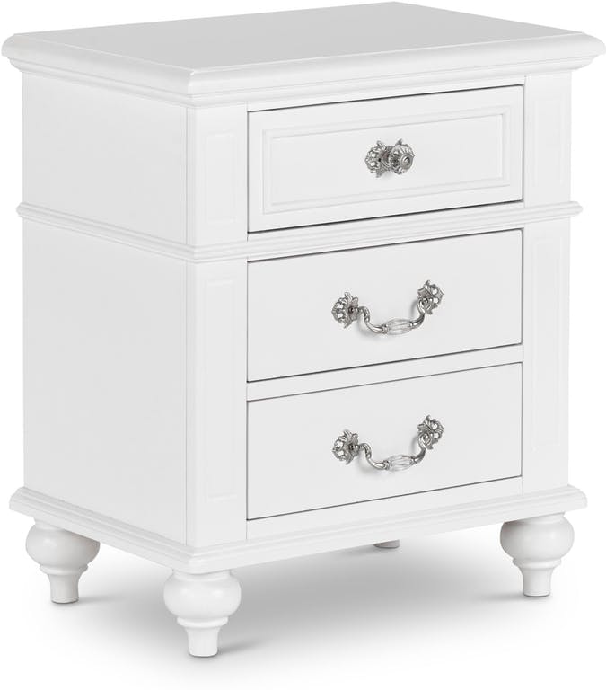 Elements International Alana 3 Drawer Nightstand in White Lacquer